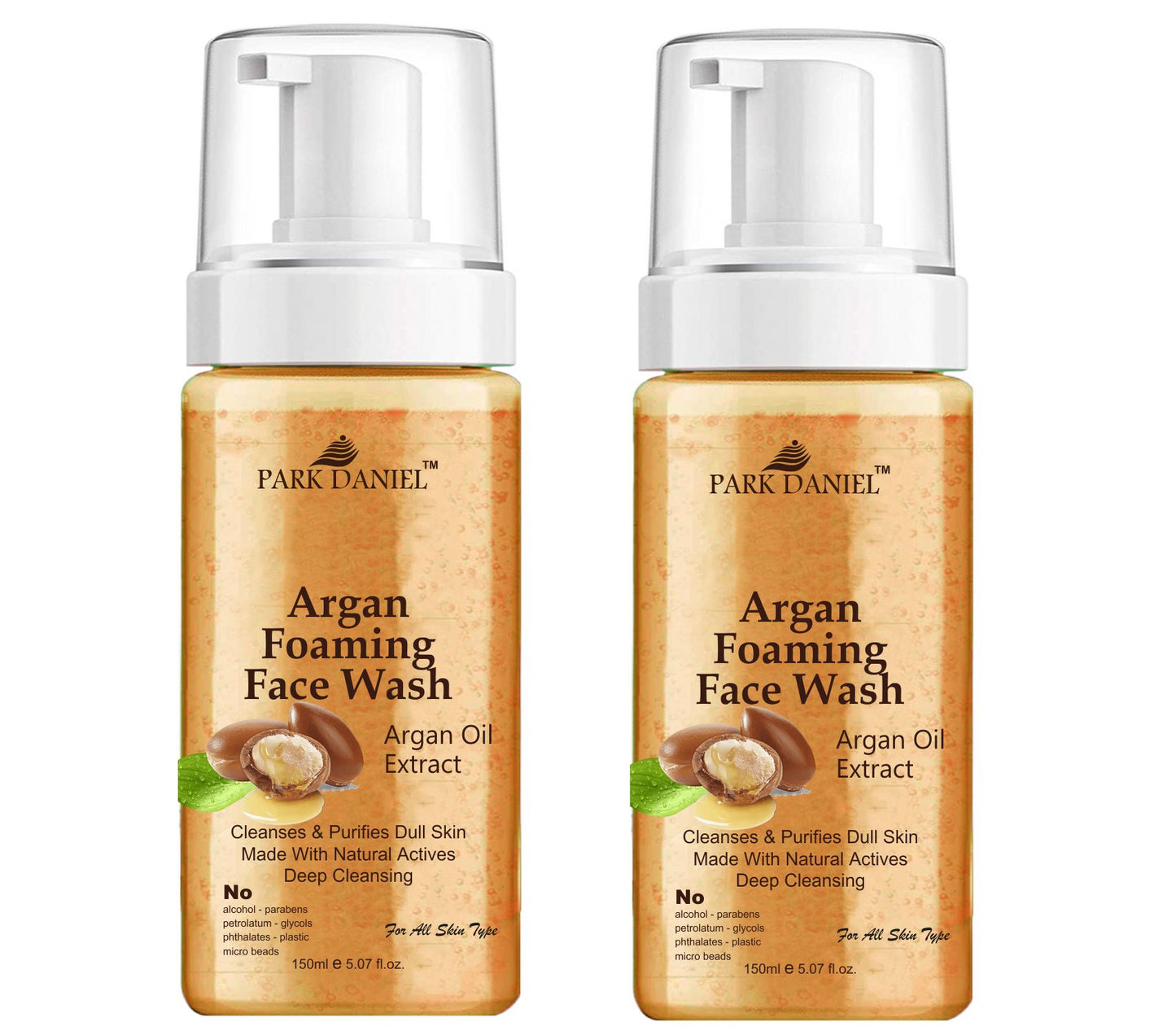 Park Daniel Argan Oil Foaming Face Wash For Deep Cleansing for Normal to Dry Skin Combo Pack of 2 of 150 ML(300 ML)